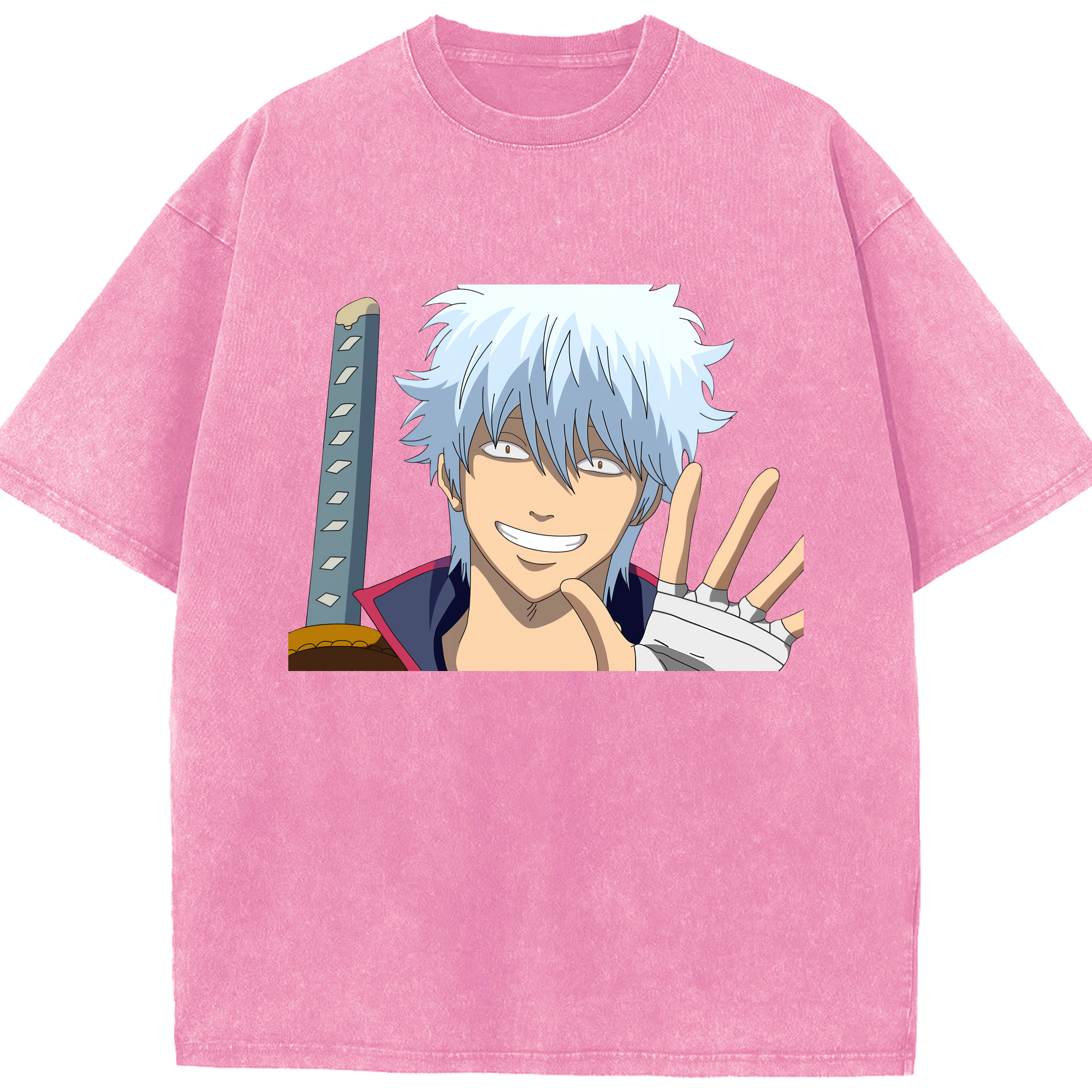（画像用） ぎんたま 坂田銀時（さかたぎんとき） 神楽 志村新八（しむら しんぱち） GINTAMA Sakata Gintoki Kagura Shimura Shinpachi 綿100% ヴィンテージ風 半袖Tシャツ（フロントプリント）